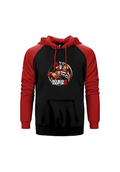 Red Dead Redemption 2 Classic Kırmızı Renk Reglan Kol Kapşonlu Sweatshirt Kırmızı