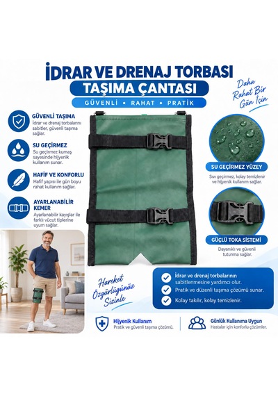 Idrar Ve Drenaj Torbası Taşıma Çantası Ayarlanabilir Kemerli, Su Geçirmez, Bacağa Sabitlenen Model