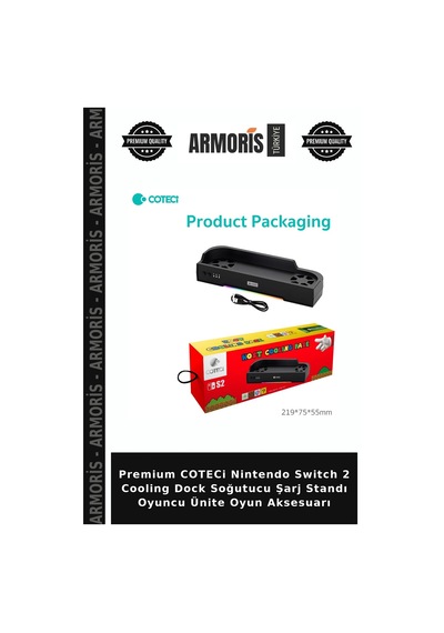 Premium Coteci Nintendo Switch 2 Cooling Dock Soğutucu Şarj Standı Oyuncu Ünite Oyun Aksesuarı