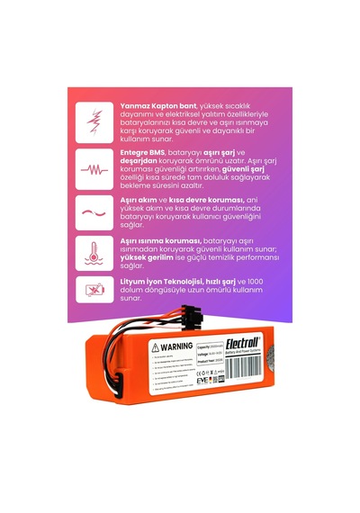 Trifo Emma Essential Batarya Maksimum Kapasite 3500mah Pil Robot Süpürge Bataryası