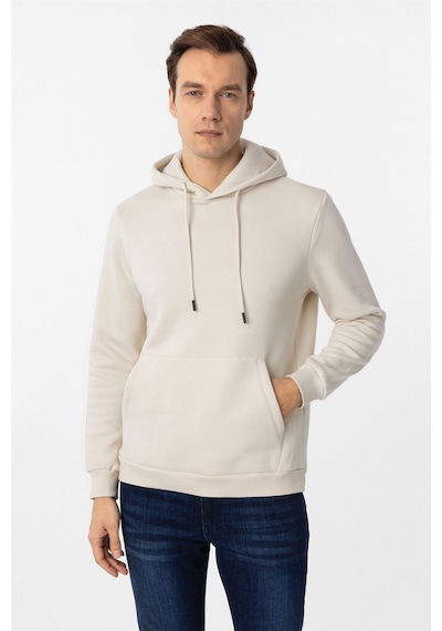 Süvari Bej Regular Düz Kapüşonlu Yaka Sweatshirt Bej