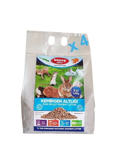 Bonny Nice Organik Sürüngen Taban Kumu Çam Pellet 1.8 KG 3 L x 4