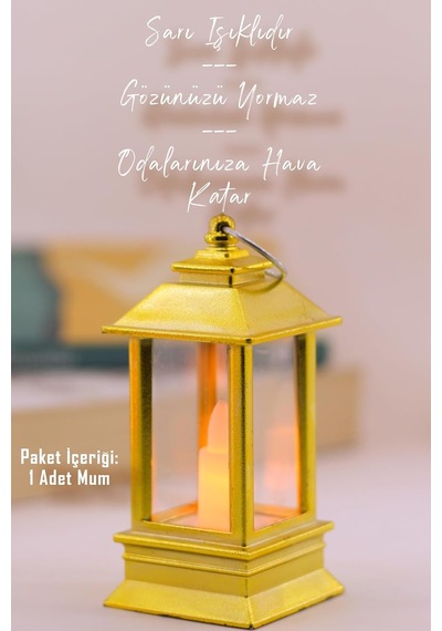 Led Mum Mini Dörtgen Tip Pil Dahil Dumansız Alev Ledli Yapay Dekoratif Mum Dekor Işığı Altın Pt434 Diğer