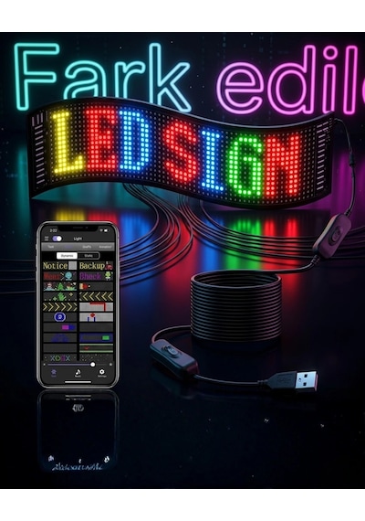 Rgb Led Matrix Panel 60 Cm 16x96 Piksel Kayan Yazı Ve Animasyon Destekli Çok Renkli