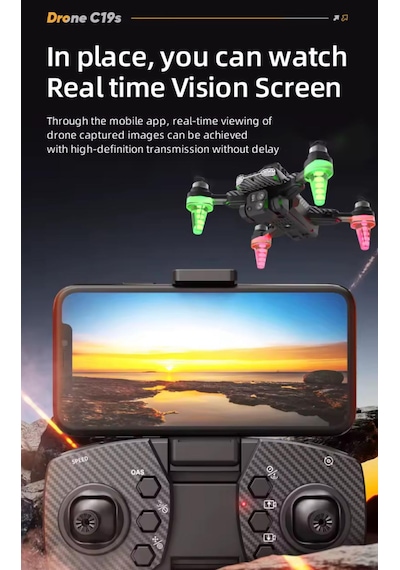 Yeni Çift Kameralı Led Işıklı Çantalı Drone