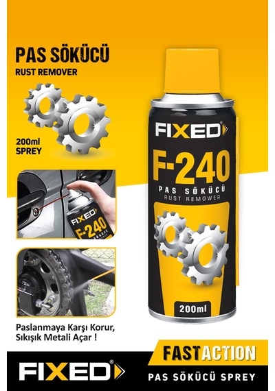 Fixed F-240 Pas Sökücü, Yağlayıcı Ve Koruyucu Bakım Spreyi 200 Ml