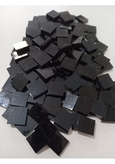 Siyah Kare Vitray Cam Mozaik Taşı - Sanatsal Mozaik İçin Yaklaşık 10x10 Mm