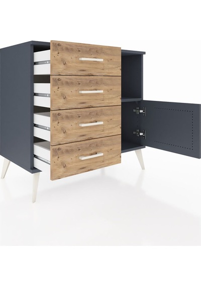Hyperion Şifonyer Tek Raflı 4 Çekmeceli Tek Kapaklı 88x44x80 Antrasit-antrasit/çam Antrasit/çam Hyperion Şifonyer Tek Raflı 4 Çekmeceli Tek Kapaklı 88x44x80 Antrasit-antrasit/çam Antrasit/çam