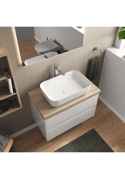 Dura Bagno Orfe Çanak Lavabo 60x40 Cm. Batarya Deliksiz Tezgah Üstü Beyaz 5851