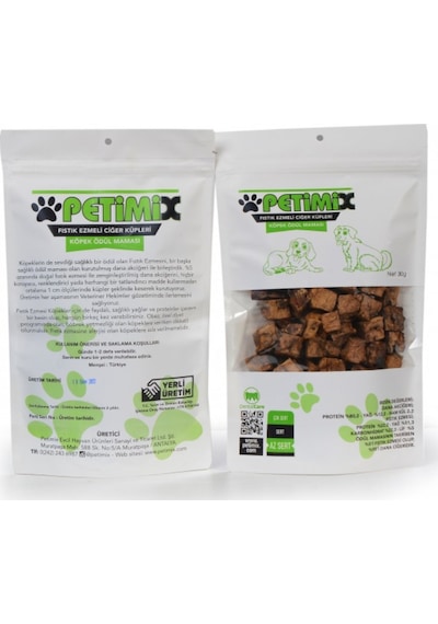 Petimix Fıstık Ezmeli Dana Ciğer Küpleri Köpek Ödül Maması 100 G