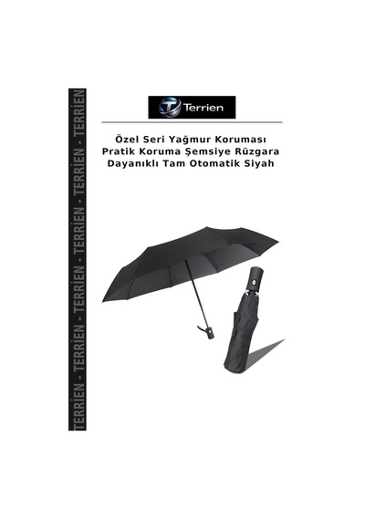 Terrien Özel Seri Yağmur Koruması Pratik Koruma Şemsiye Rüzgara Dayanıklı Tam Otomatik Siyah