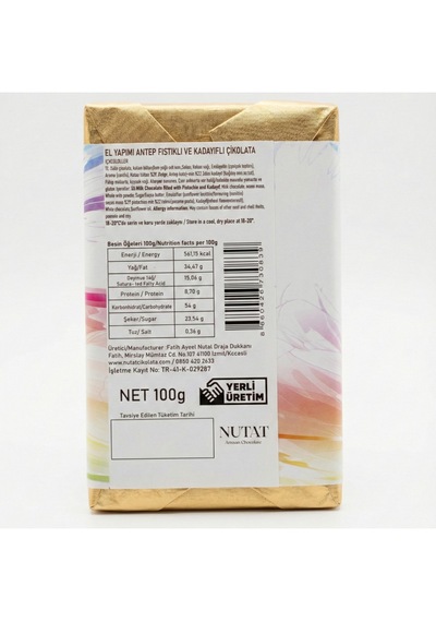 Nutat - El Yapımı Dubai Çikolatası Antep Fıstıklı & Kadayıflı 100 Gr.
