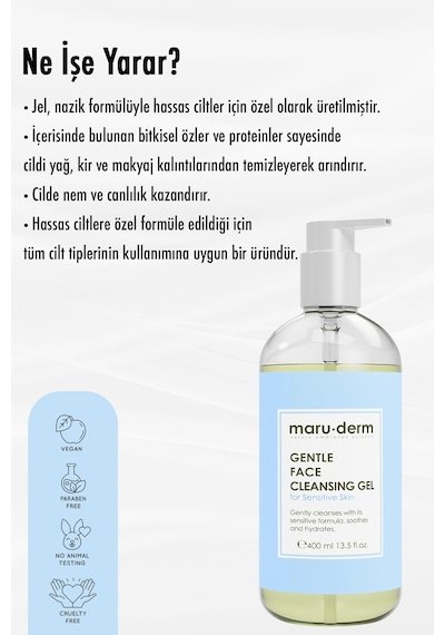 Maruderm Hassas ve Atopik Ciltler İçin Yüz Yıkama Jeli 400 ML