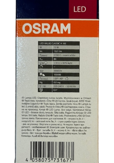 Osram 13w 100w 2700k Sarı Işık E27 Duylu Led Ampul 2 Adet