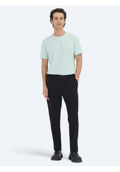 Kip Siyah Düz Dokuma Jogging Fit Casual Pantolon