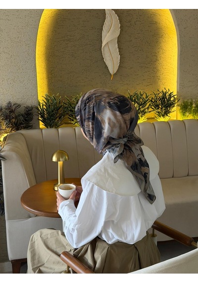 Qalortex Scarf Pamuklu Soft Lara Desen Eşarp-antrasit