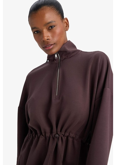 Defacto Long Fıt Dik Yaka Modal Sporcu Sweatshirt F9065ax26spbn192 Kahve-bn192