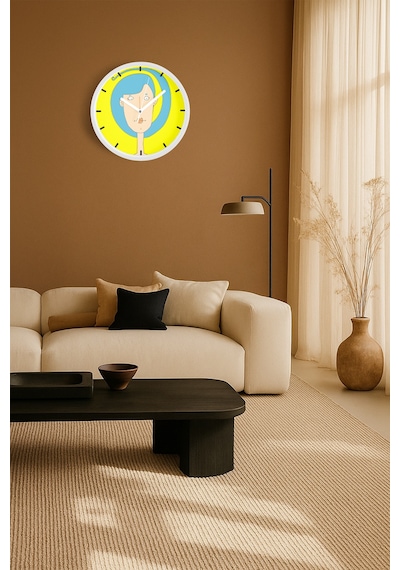 Mavi Saç Modern Duvar Saati - 25cm - Önü Camlı Beyaz Kasa - Sessiz Mekanizma-jh0286 Beyaz