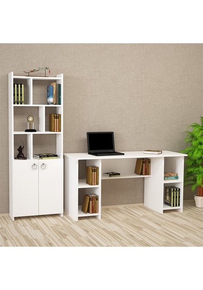 Kalenderdekor1 Kalender Dekor Avel-Twins Mayra 145 Cm Çalışma Masası Takımı 01 Beyaz