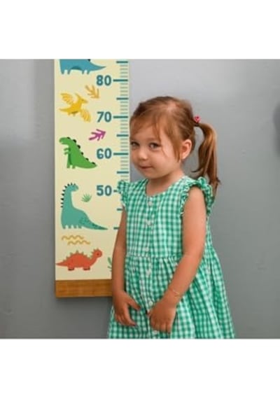 Çocuklara Doğum Günü Hediyesi Renkli Dinozorlar Duvar Cetveli