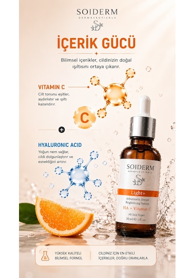 Soiderm Light+ Aydınlatıcı Serum - Hyalüronik Asit + Vitamin C