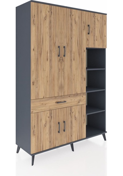 Hyperion Dolap 10 Raflı Tek Çekmeceli 5 Kapaklı 132x44x195 Antrasit-çam/çam Atlas Çam/atlas Çam Hyperion Dolap 10 Raflı Tek Çekmeceli 5 Kapaklı 132x44x195 Antrasit-çam/çam Atlas Çam/atlas Çam