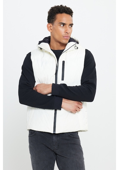 Ac&Co / Altınyıldız Classics Erkek Ekru Standart Fit Normal Kesim Kapüşonlu Yelek