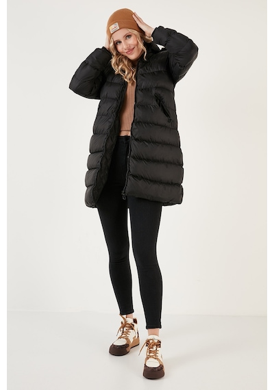 Lela Su Itici Regular Fit Çıkarılabilir Kapüşonlu Şişme Bayan Mont 640Y001 Siyah Lela Su Itici Regular Fit Çıkarılabilir Kapüşonlu Şişme Bayan Mont 640Y001 Siyah