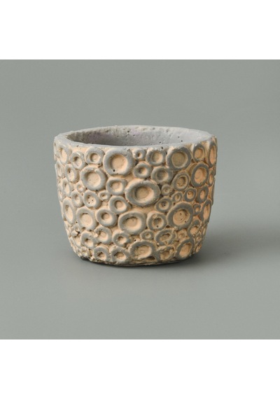 Objevii Halka Desenli Beton Saksı - Krem - 7x9 Cm Renkli