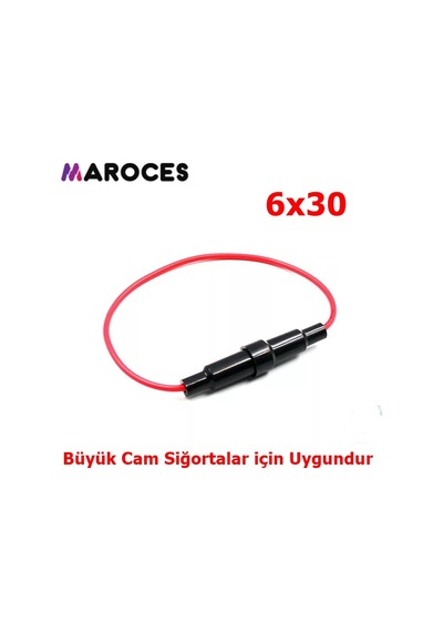 Ic-237C-2 Fuse 6X30 Kablolu Siyah Büyük Cam Siğorta Yuvası Oto 5 Adet