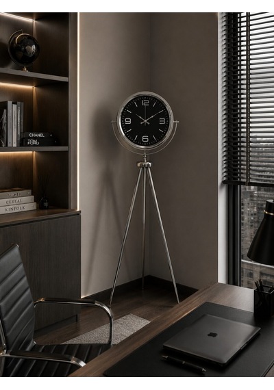 Krom Elegance 150 X 45 Cm Metal Tripod Ayaklı Saat