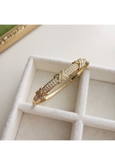Lente Aksesuar Xuping Lüks Seri Zirkon Taşlı X Model Gold Kelepçe Altın - Gold