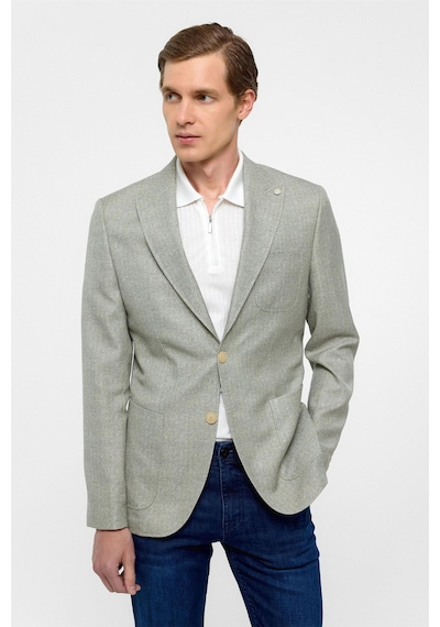 Süvari Su Yeşili Slim Fit Desenli Sivri Yaka 6 Drop Ceket