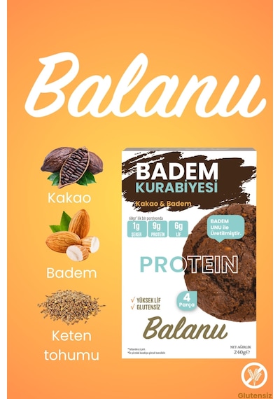 Balanu Proteinli Kakaolu Badem Kurabiyesi 240gr X3 Adet