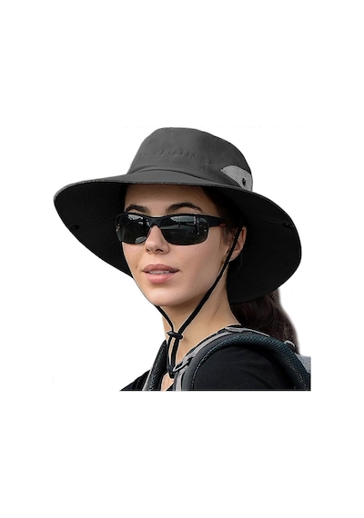 Valkyrie Outdoor Güneş Şapkası Unisex Kamp Trekking Safari Balıkçı Şapkası Uv Koruma Siyah Siyah