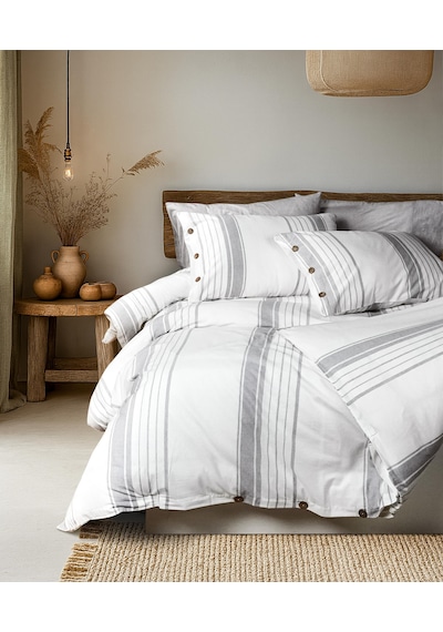 Cotton Collection Çift Kişilik Çizgili Nevresim Seti Mistray Renkli
