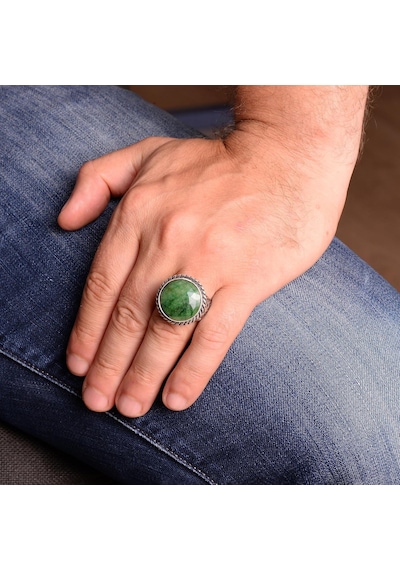 Gerçek Doğal Safir Taşlı Erkek Yüzük, Vintage Yüzük, 925 Ayar Gümüş Yüzük Gümüş