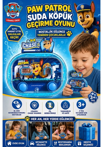 Paw Patrol Suda Halka Geçirme Oyunu Nostaljik Sulu Oyun Stres Oyuncağı 2586bl-pawmavi