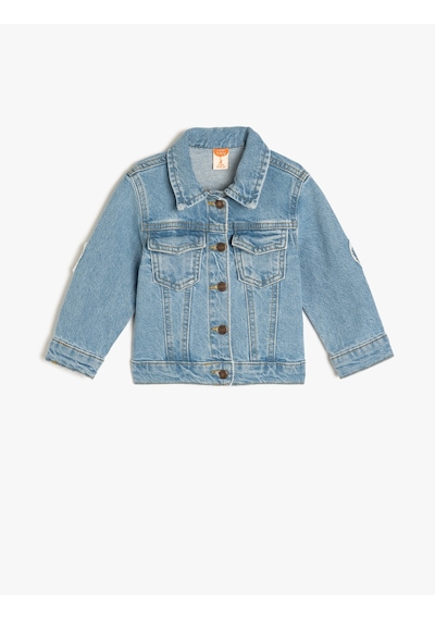 Koton Kalp Detaylı Cep Detaylı Pamuklu Denim Ceket Lıght Indıgo 5smg20006ad Açık Mavi