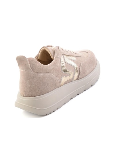 Bambi Bej Süet Hakiki Deri Kadın Sneaker K01753050902