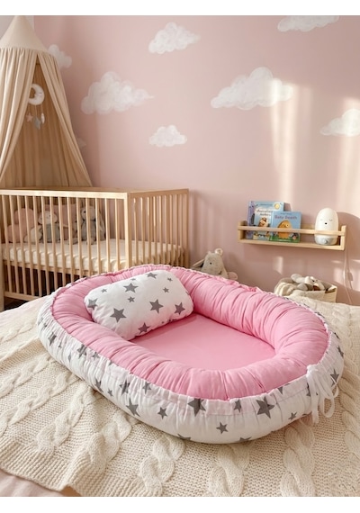 Babynest Yer Yatağı Yıldızlı Pembe Bebeciden