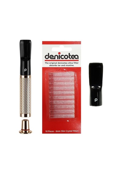 Denicotea 25004 Karbon Filtreli 6-9Mm Lüks Slim Sig.Ağızlığı Gold