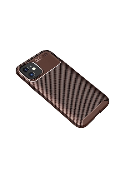 Apple Uyumlu  iPhone 12 Mini Kılıf Auto Focus Karbon Kapak Kahverengi