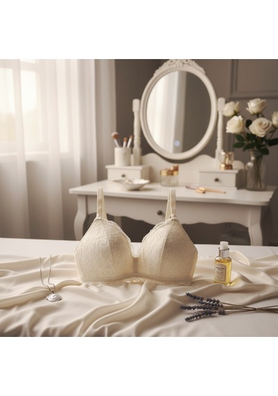 Bonbon Kadın Dantelli Ekru Renk Emzirme Sütyeni Bb2736