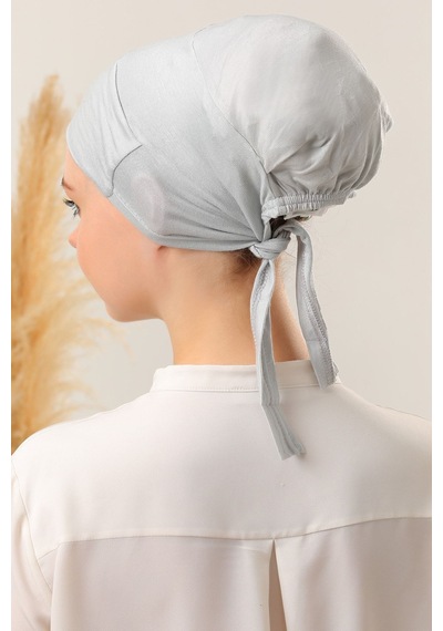 Melodi Scarf Kadın Tesettür Dikişsiz Silikonlu Kaymaz Bone Açık Gri Açık Gri-açık Gri Açık Gri