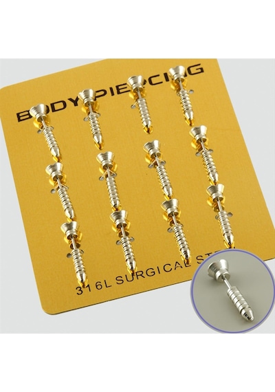 Vidalı Çelik Piercing 1 Csmtex - 35 Adet-gümüş Rengi Çok Renkli