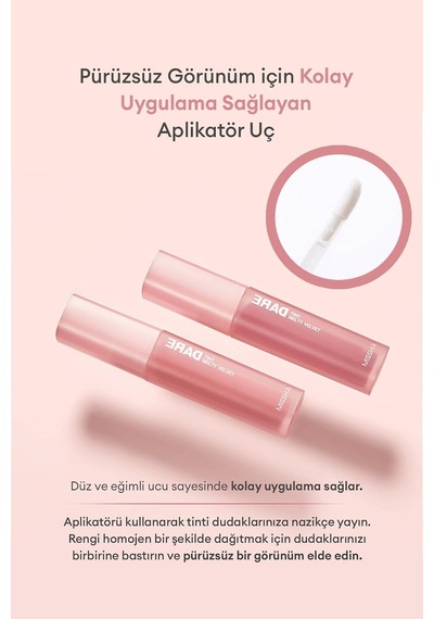 Uzun Süre Kalıcı, Bulaşma Yapmayan, Kadifemsi Bitiş Sunan Tint Dare Tint Melty Velvet Rosy Lofi Çok Renkli