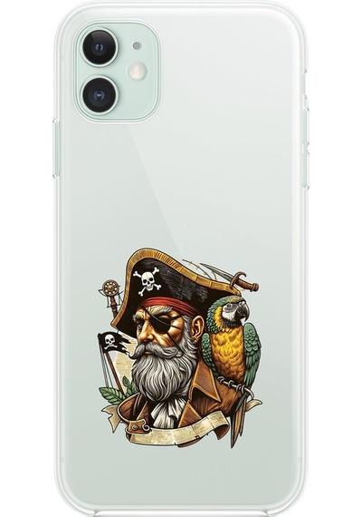 Apple Uyumlu iPhone 11 Şeffaf Kılıf Pirate 3 Tasarımlı