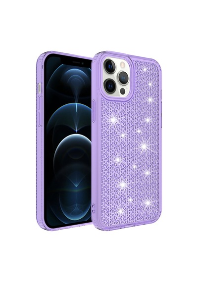 Mobilefix Apple Uyumlu iPhone 12 Pro Max Aihttgli Parlak Tasarımlı Snow Kılıf-mor Mor