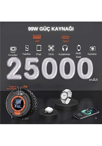 Süper Güçlü 4000a 4'ü 1 Arada Jump Starter 25000 Mah
